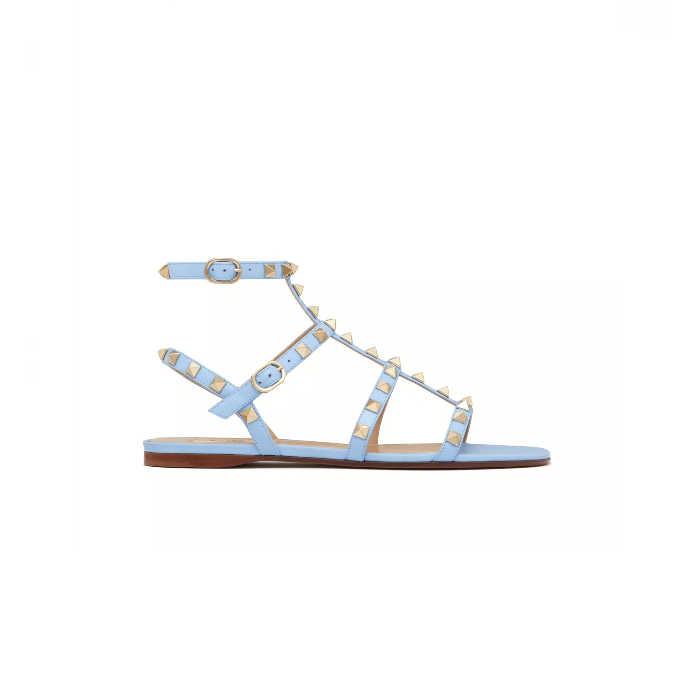 VALENTINO ROCKSTUD FLAT CALFSKIN SANDAL WITH STRAPS 4W2S0A05VOD_ZQW